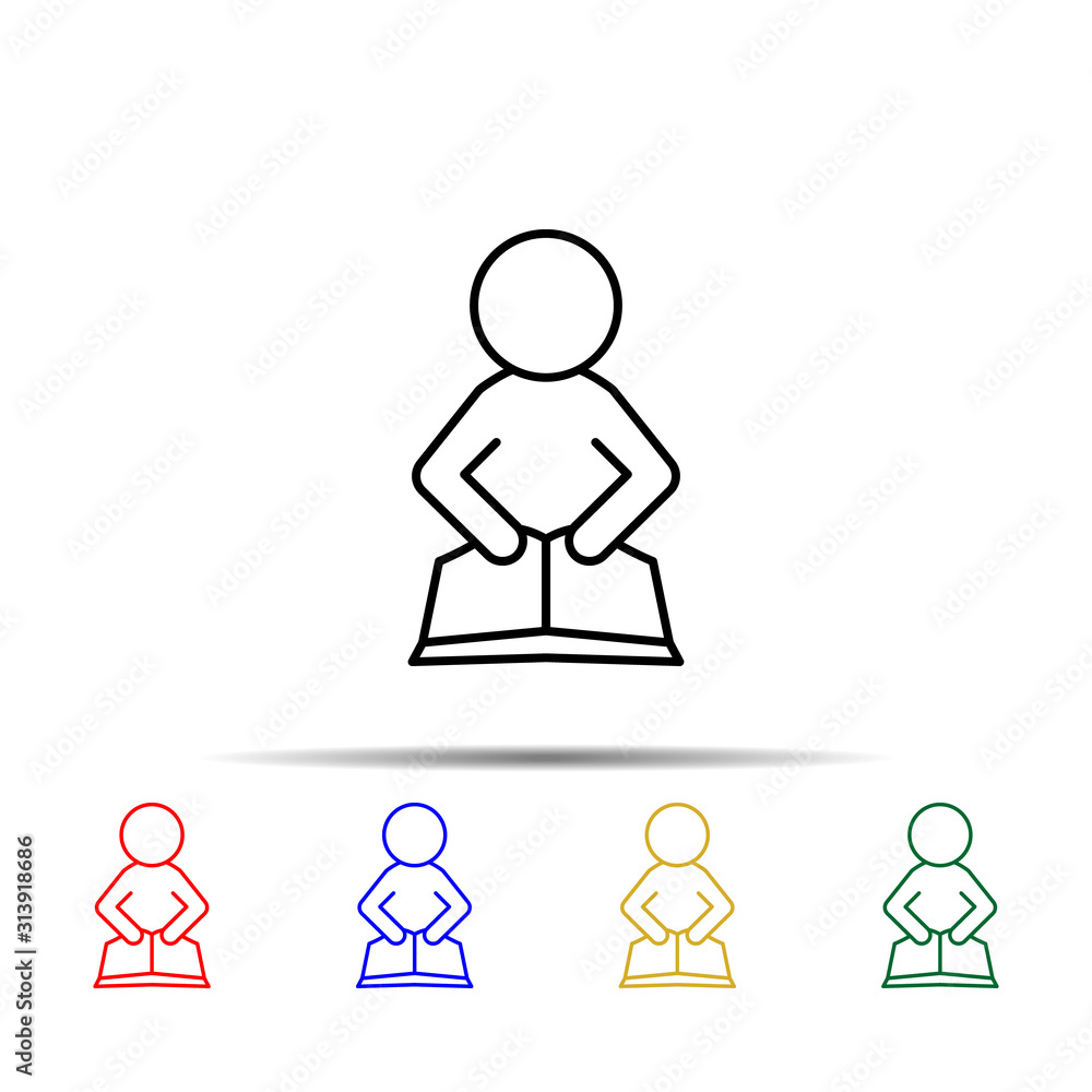 Poster the student is engaged multi color style icon. simple thin line, outline vector of school icons for 