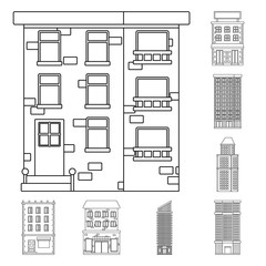 Vector illustration of architecture and exterior sign. Set of architecture and city stock vector illustration.
