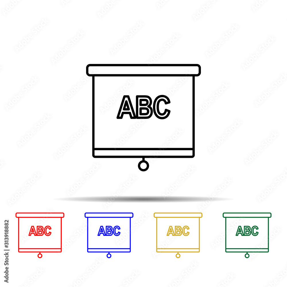 Poster alphabet on the blackboard multi color style icon. simple thin line, outline vector of school icons 