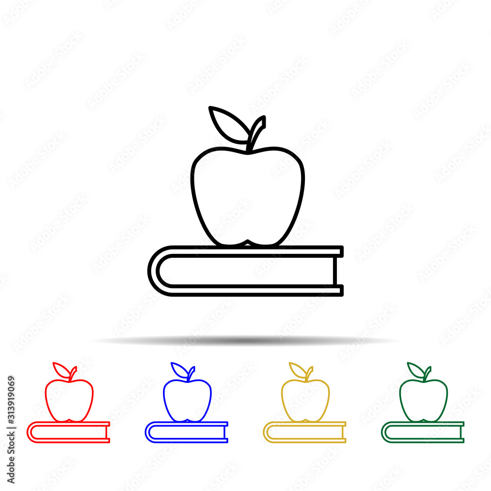 Poster book and apple multi color style icon. simple thin line, outline vector of school icons for ui and u