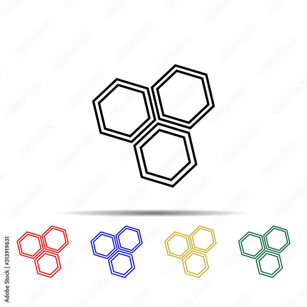 Poster honeycomb multi color style icon. simple thin line, outline vector of sciense icons for ui and ux, w