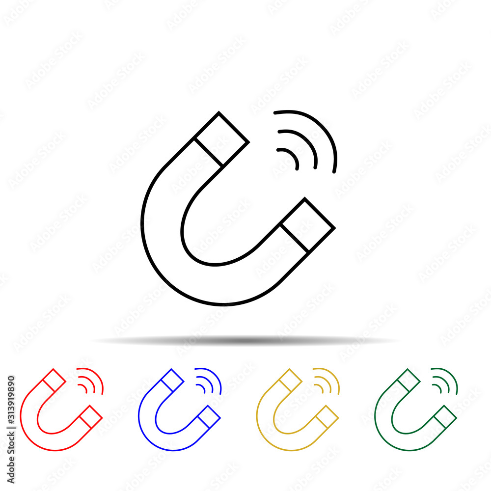 Poster magnet multi color style icon. simple thin line, outline vector of sciense icons for ui and ux, webs