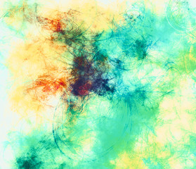 Colorful summer background Digital painted texture. Dynamic brush strokes of paint in shades of green and blue. Multi color pattern. Abstract art.