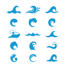 Obraz premium Isolated set of blue waves vector design