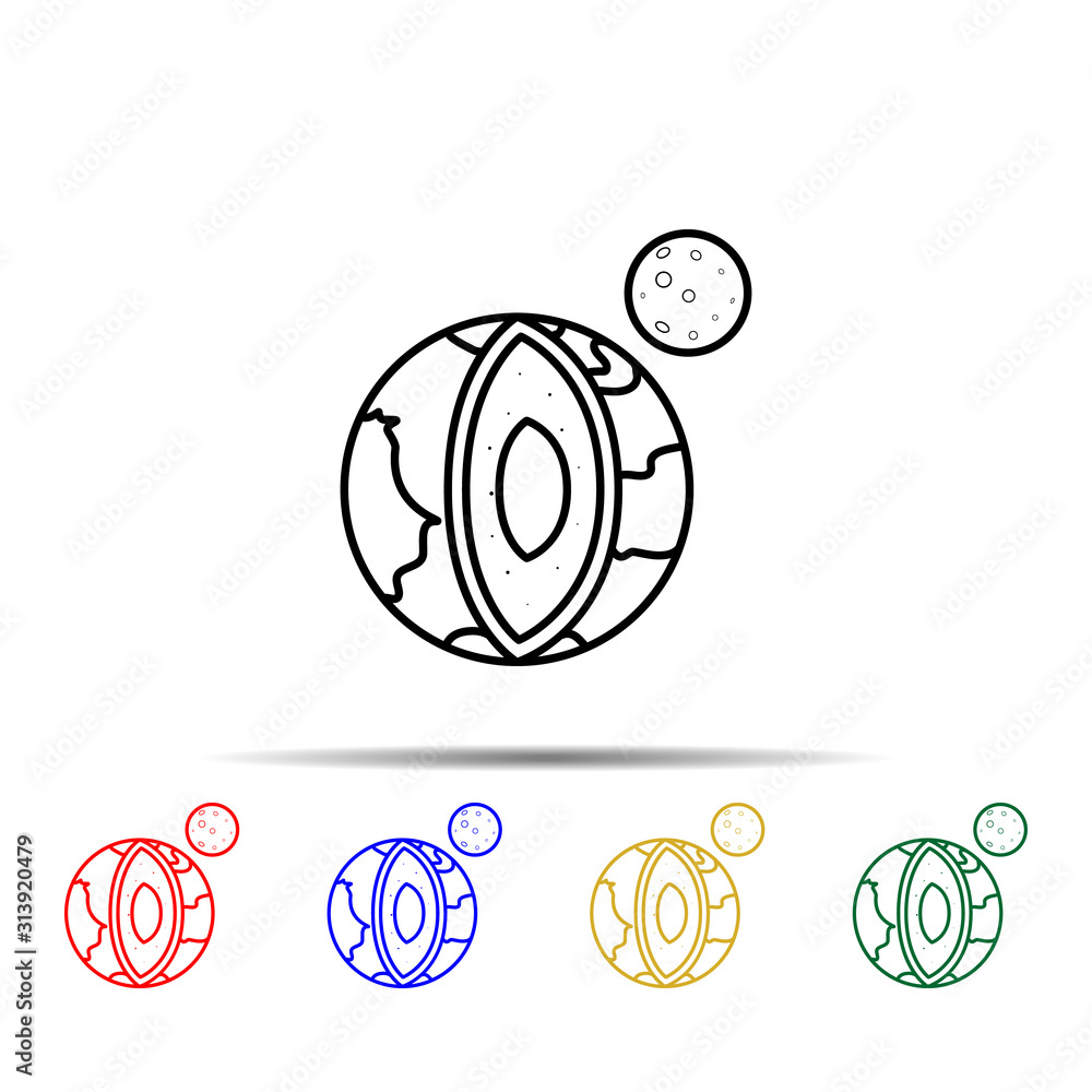Poster planet earth in section multi color style icon. simple thin line, outline vector of sciense icons fo