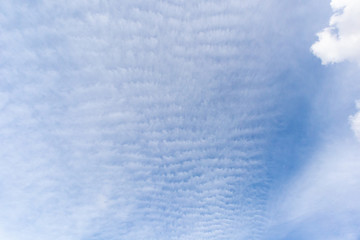 Blue sky and clouds on a clear day and good weather in the morning, fluffy and soft white clouds