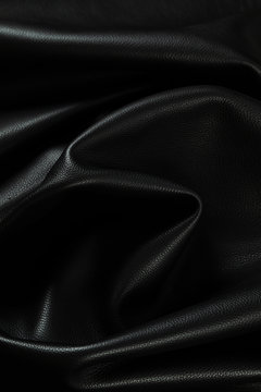 Texture cuir noir très foncé grainé et plié