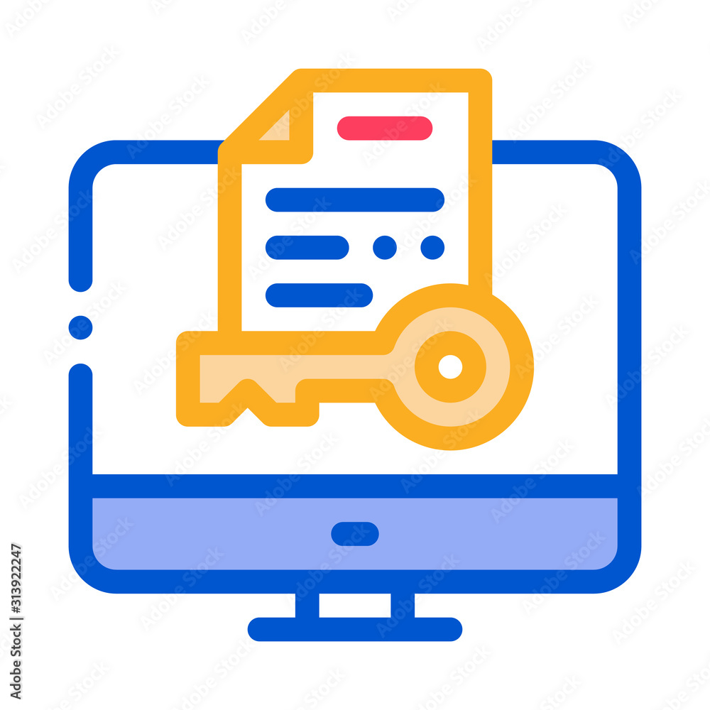 Poster secret documents in computer icon vector. outline secret documents in computer sign. isolated contou