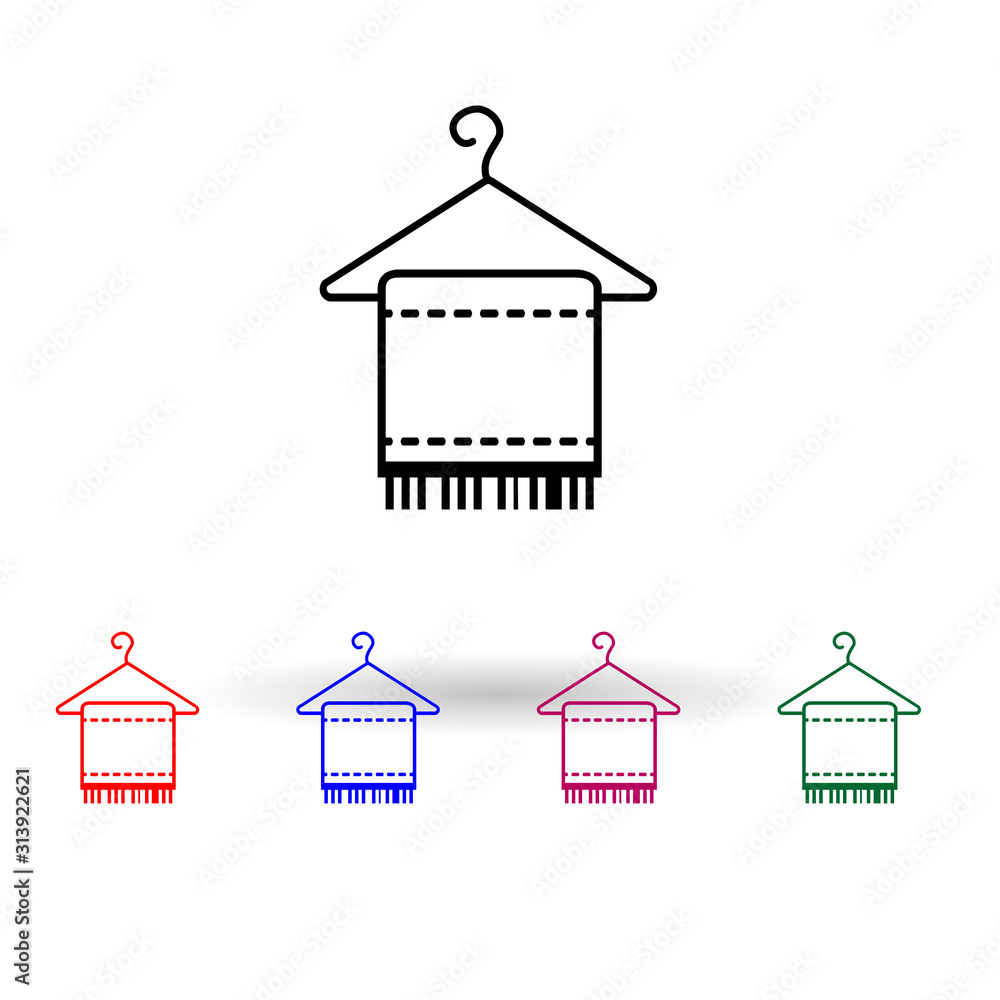 Poster towel hanged line multi color icon. simple glyph, flat vector of spa icons for ui and ux, website or