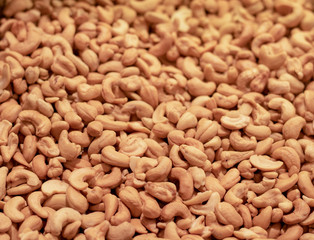 Roasted cashew nuts, texture and background. Photo is taken istanbul.