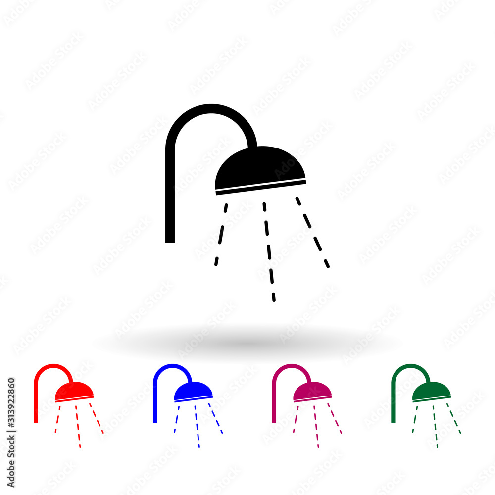 Poster shower multi color icon. simple glyph, flat vector of spa icons for ui and ux, website or mobile app