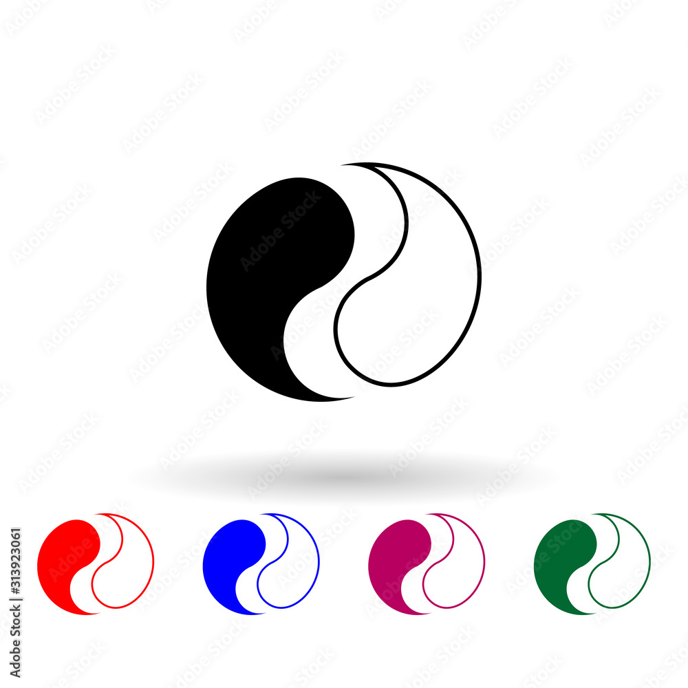 Poster yin yang sign multi color icon. simple glyph, flat vector of spa icons for ui and ux, website or mob