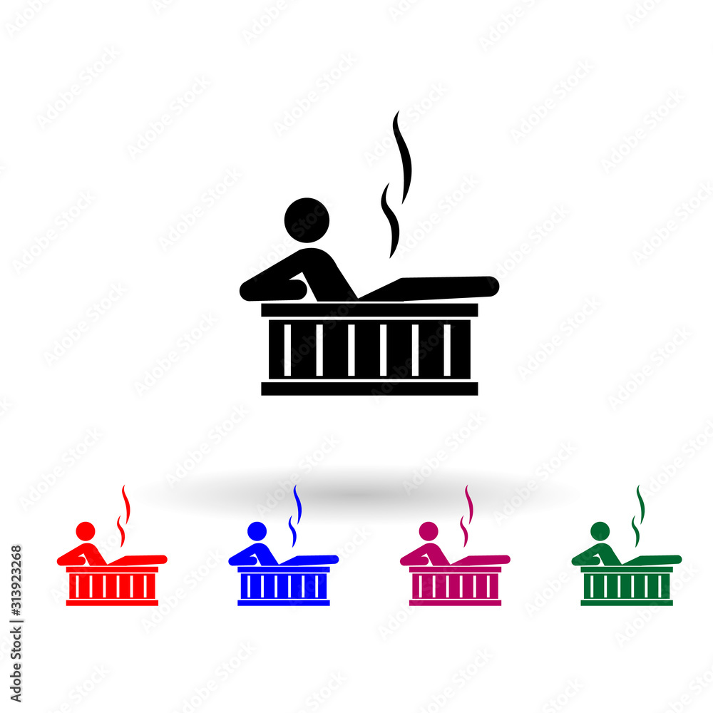 Poster relaxation in the bathtub multi color icon. simple glyph, flat vector of spa icons for ui and ux, we