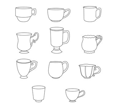 Classic, vintage and modern cups icons