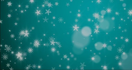 Christmas blue background with snowflakes - falling snow 3D rendering