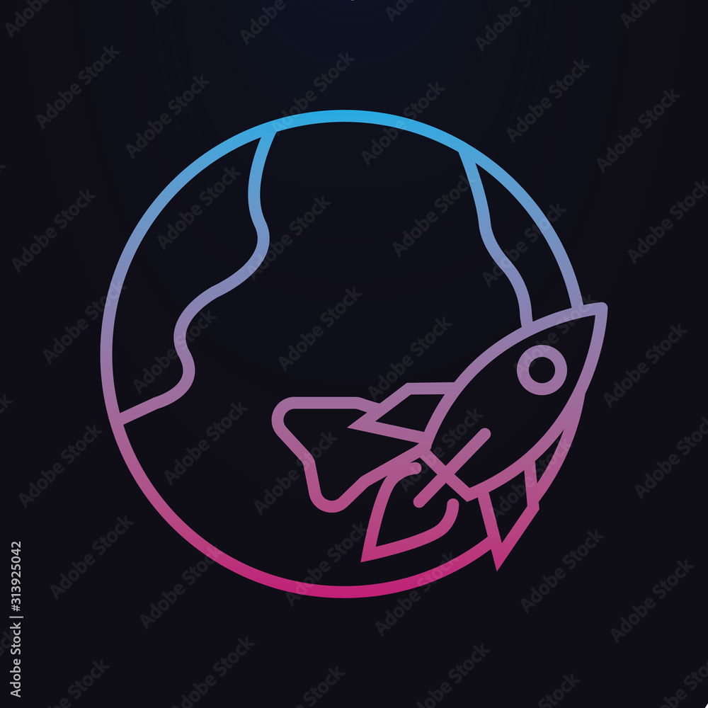 Poster rocket fly around world nolan icon. simple thin line, outline vector of space icons for ui and ux, w