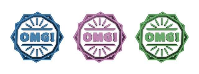 Obraz premium OMG! Symbols - 3D Illustrations - Isolated On White Background