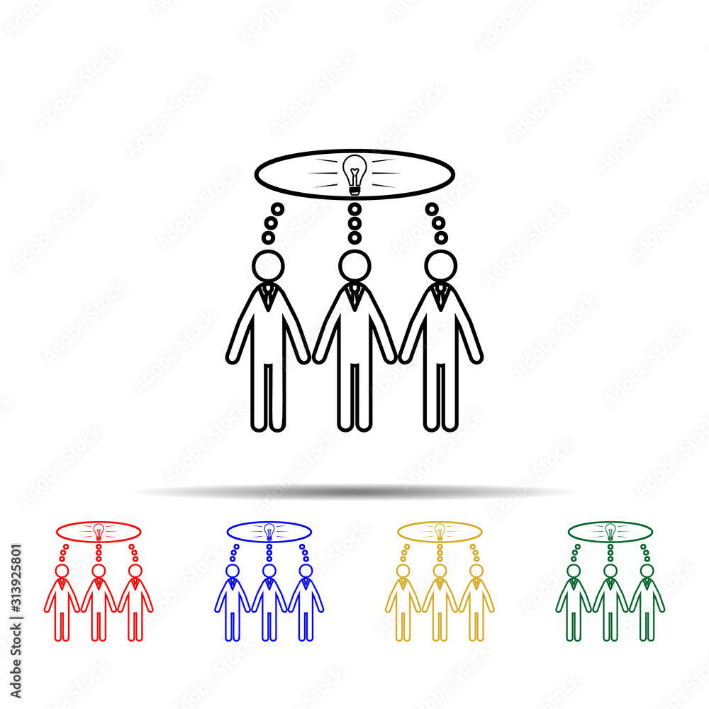 Poster team idea multi color style icon. simple thin line, outline vector of team work icons for ui and ux,
