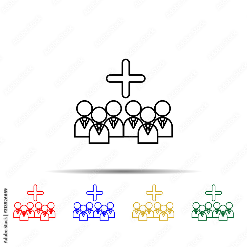 Poster management business team leader multi color style icon. simple thin line, outline vector of team wor