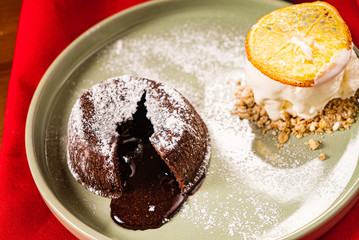 chocolate fondant with ice cream