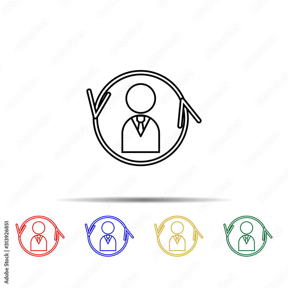 Poster employee round arrows line multi color style icon. simple thin line, outline vector of team work ico