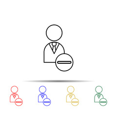 Employee minus line multi color style icon. Simple thin line, outline vector of team work icons for ui and ux, website or mobile application