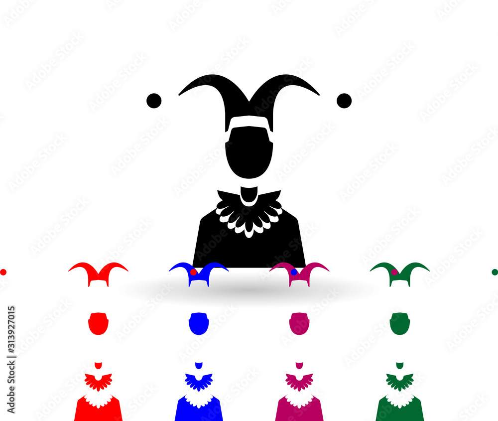 Poster clown multi color icon. simple glyph, flat vector of theatre icons for ui and ux, website or mobile 