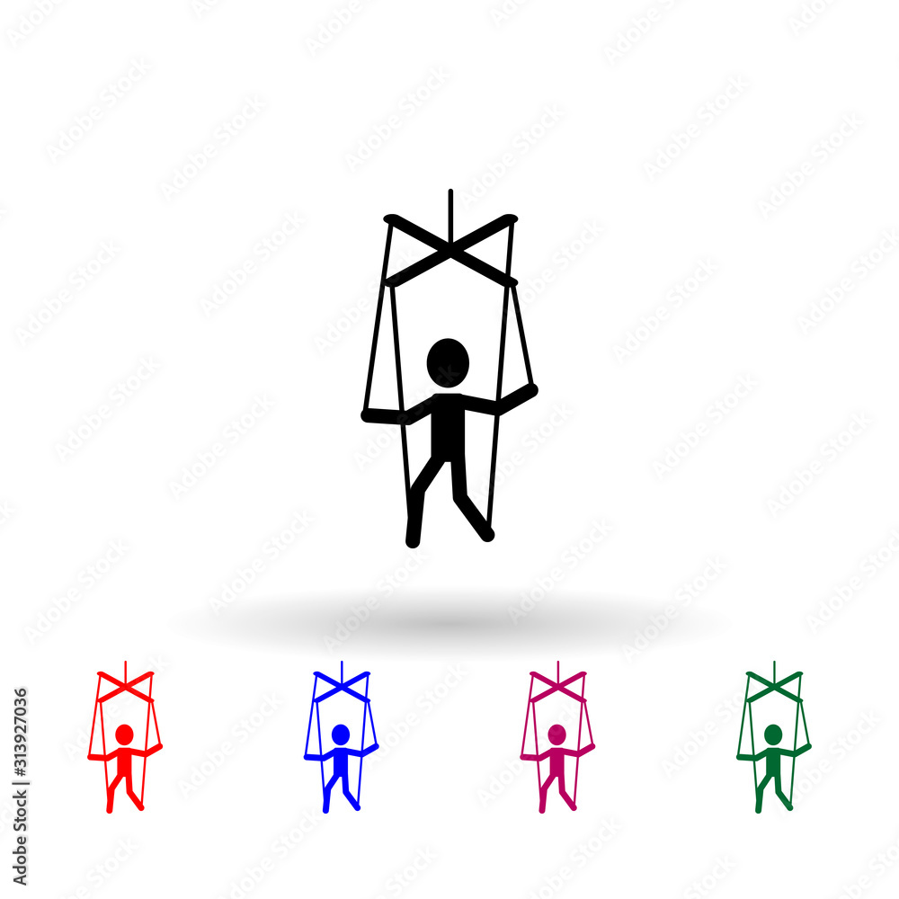 Poster puppet multi color icon. simple glyph, flat vector of theatre icons for ui and ux, website or mobile