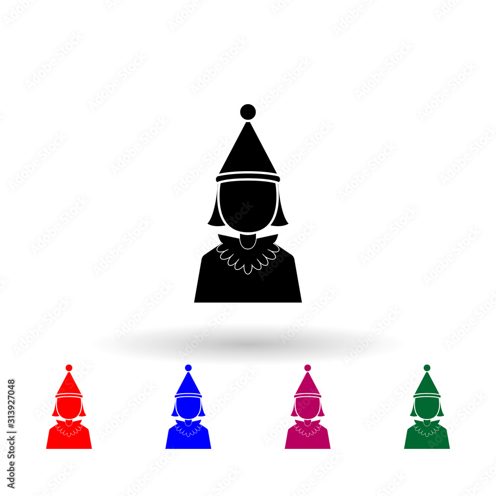 Poster pantomime multi color icon. simple glyph, flat vector of theatre icons for ui and ux, website or mob