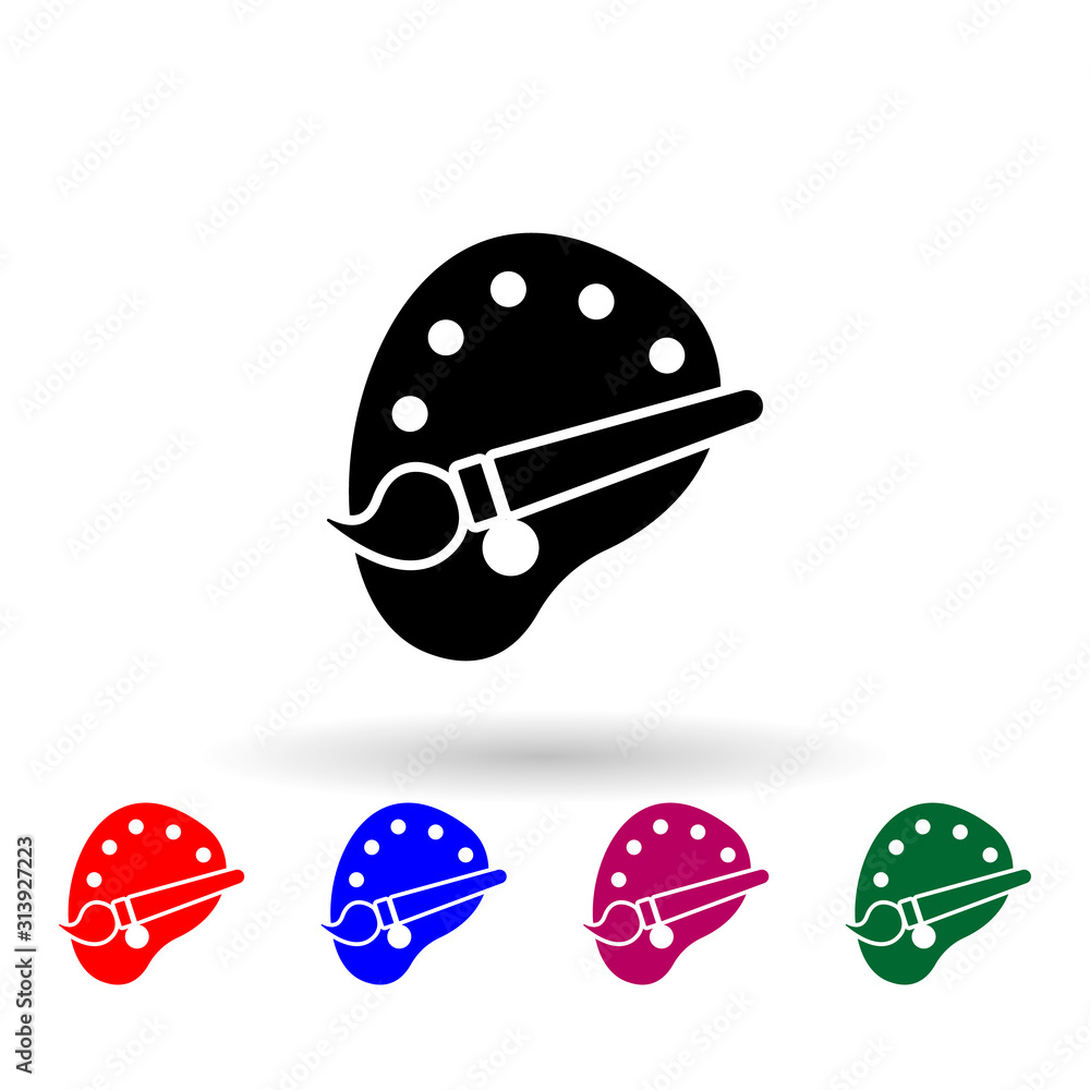 Aufkleber brush and palette multi color icon. simple glyph, flat vector of theatre icons for ui and ux, websit