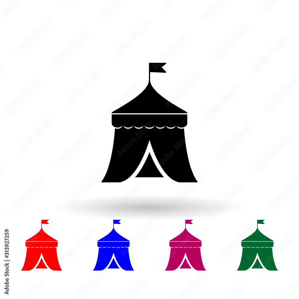 Poster tent multi color icon. simple glyph, flat vector of theatre icons for ui and ux, website or mobile a