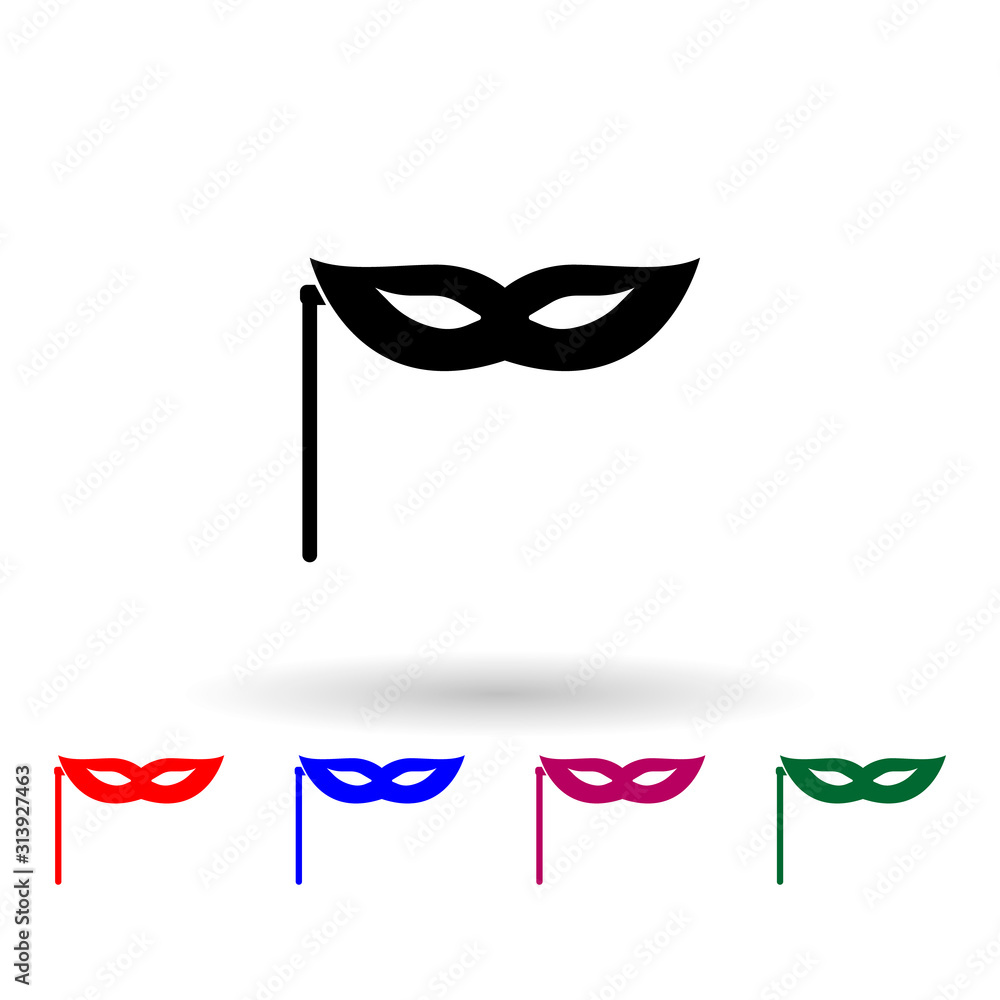 Poster mask on stick multi color icon. simple glyph, flat vector of theatre icons for ui and ux, website or