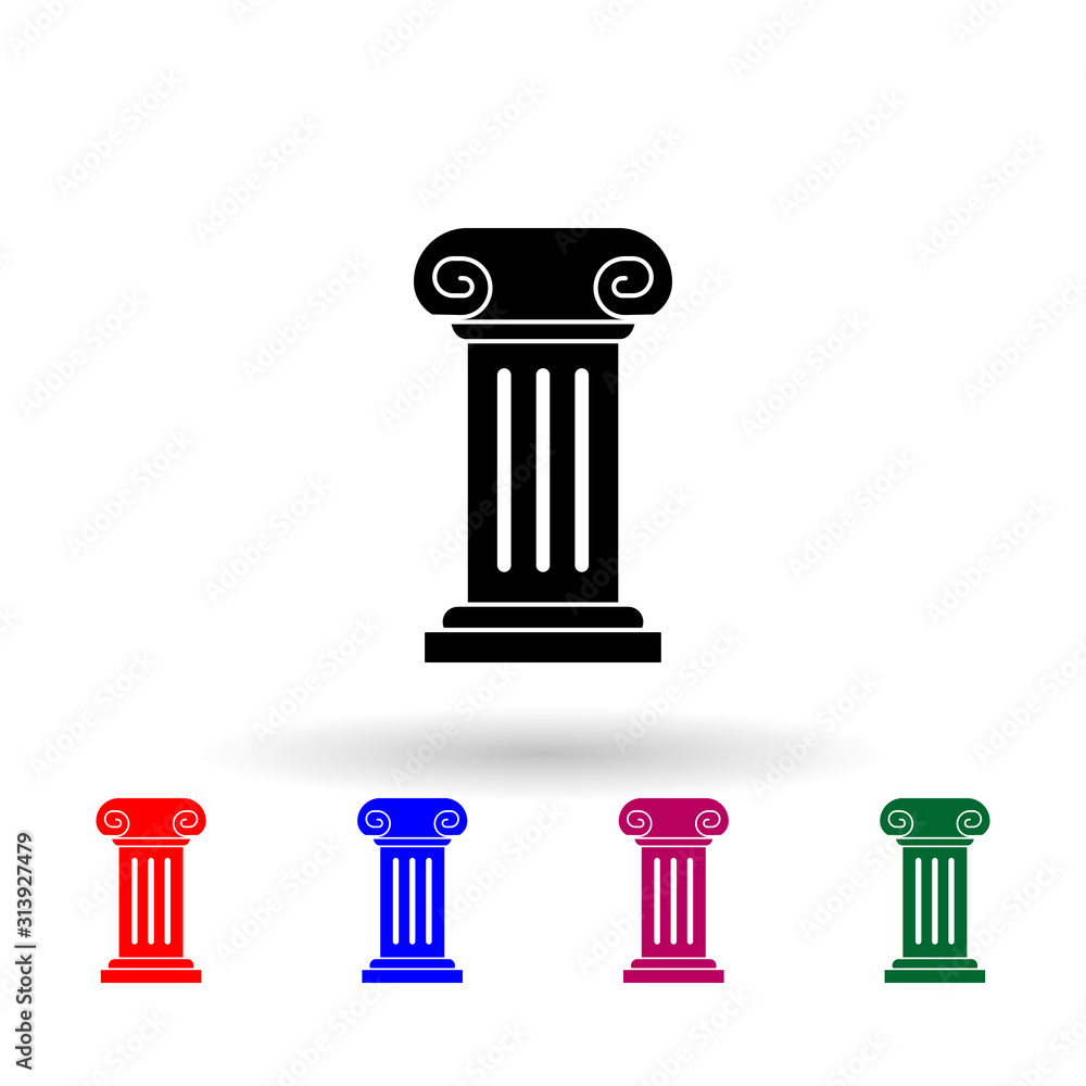 Poster column for a statue multi color icon. simple glyph, flat vector of theatre icons for ui and ux, webs