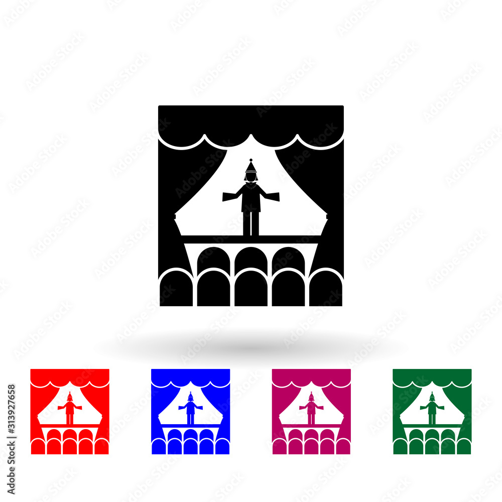 Poster pantomime theater multi color icon. simple glyph, flat vector of theatre icons for ui and ux, websit