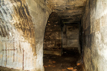 Obraz premium abandoned caves under the city, selective focus with shallow depth of field, warm filter