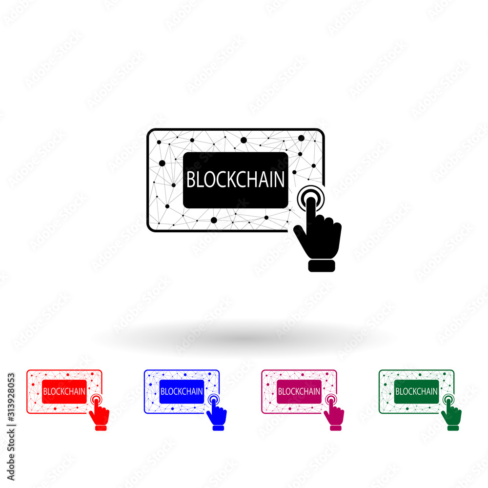 Poster blockchain concept multi color icon. simple glyph, flat vector of touch screen icons for ui and ux, 