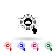 Obraz premium Cloud computing system concept multi color icon. Simple glyph, flat vector of touch screen icons for ui and ux, website or mobile application
