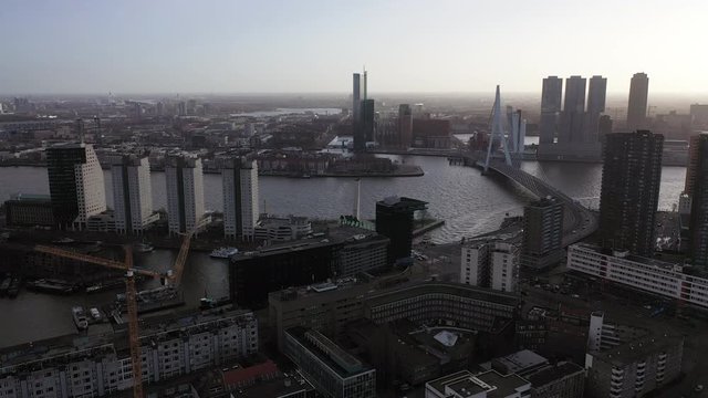 Aerial of the city of Rotterdam, a central hub of the Netherlands and the Dutch culture
