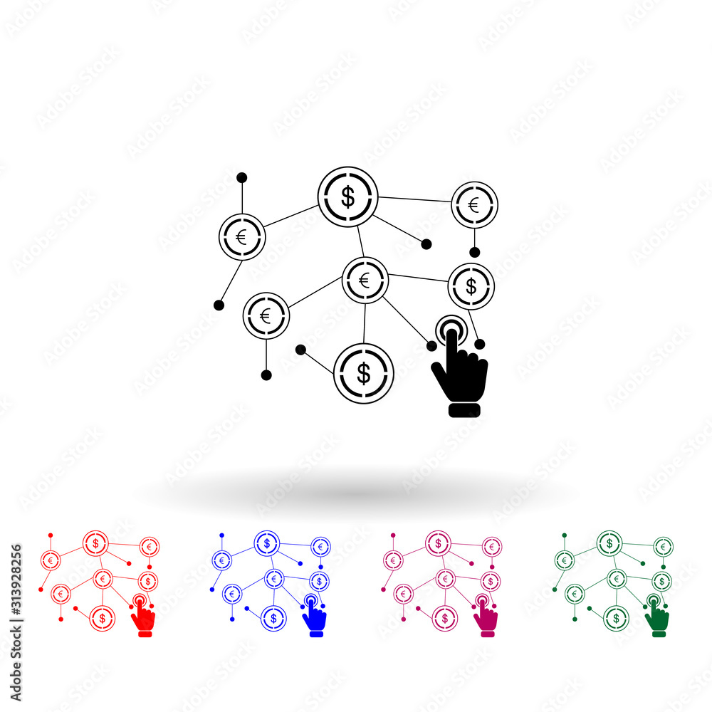 Poster financial network multi color icon. simple glyph, flat vector of touch screen icons for ui and ux, w