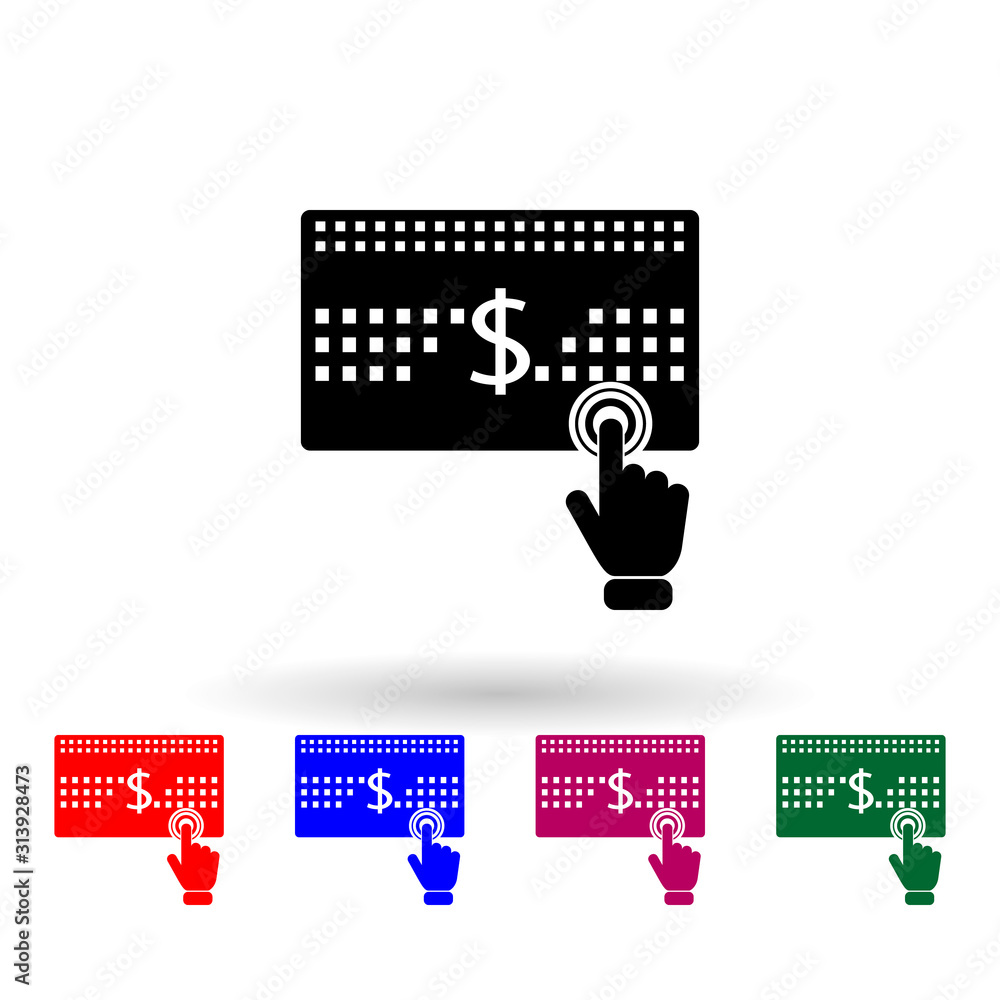 Poster online banking concept multi color icon. simple glyph, flat vector of touch screen icons for ui and 