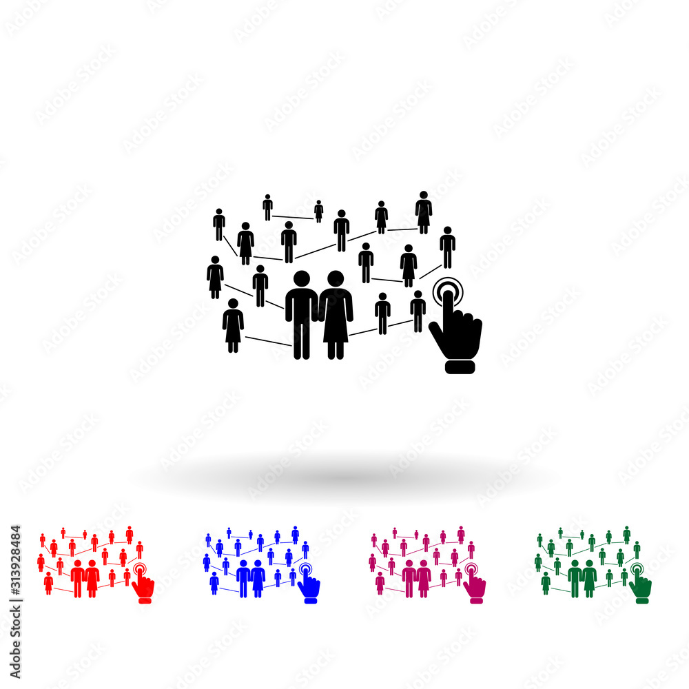 Poster online dating concept multi color icon. simple glyph, flat vector of touch screen icons for ui and u