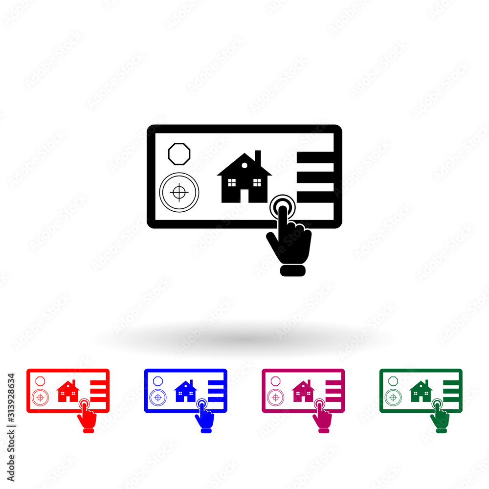 Poster smart home concept multi color icon. simple glyph, flat vector of touch screen icons for ui and ux, 