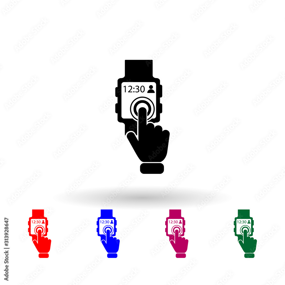 Poster smart watch concept multi color icon. simple glyph, flat vector of touch screen icons for ui and ux,