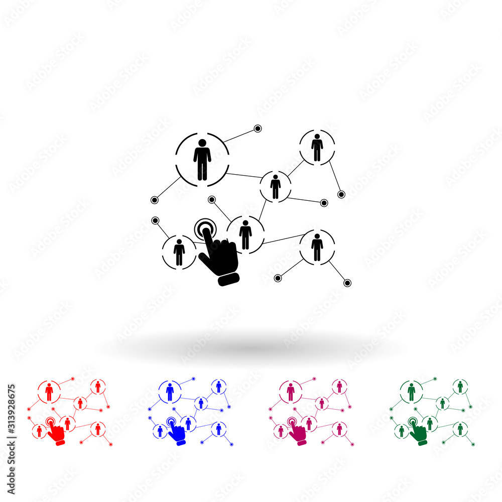 Poster social media network multi color icon. simple glyph, flat vector of touch screen icons for ui and ux