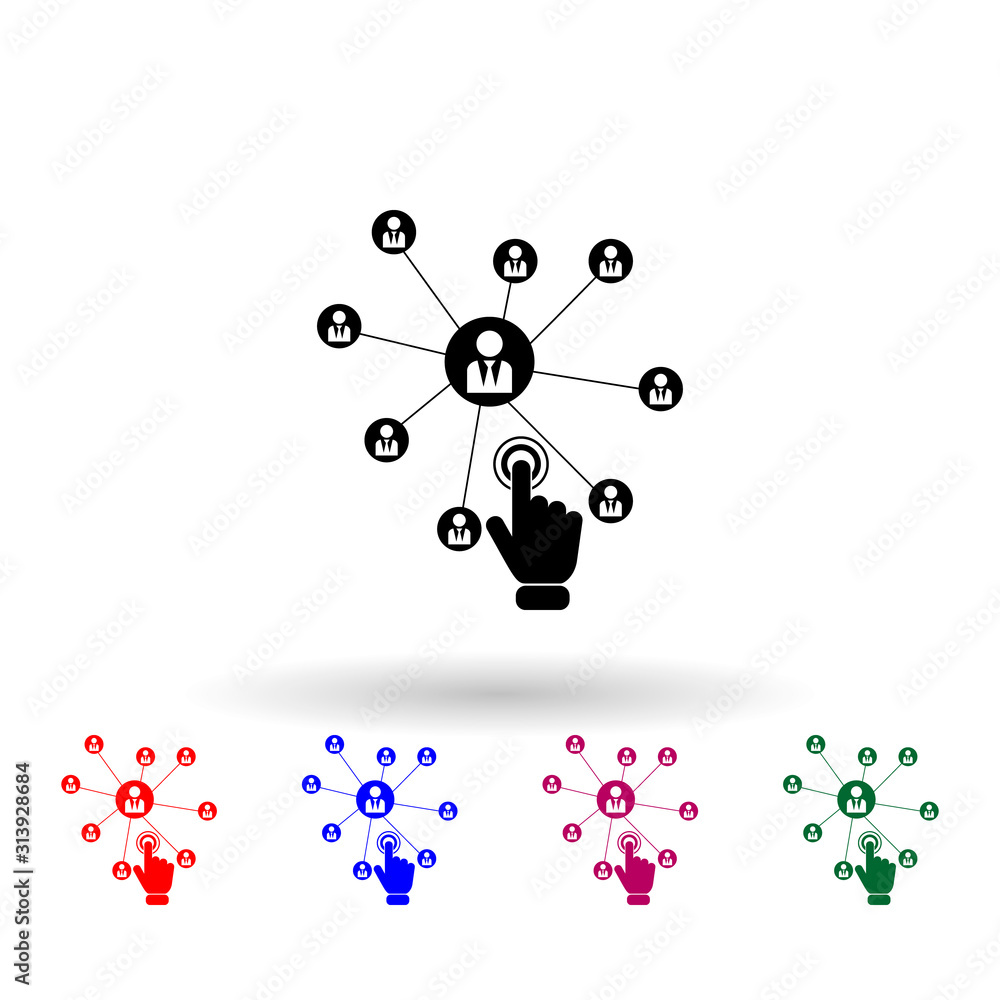 Poster social network concept multi color icon. simple glyph, flat vector of touch screen icons for ui and 