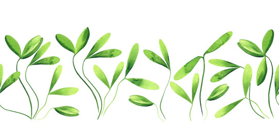 Watercolor seamless pattern of sprouts