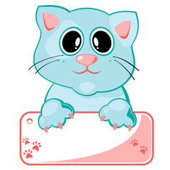 Kitty cat holding blank banner