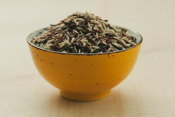 Raw Dry Organic Wild Rice in a Bowl