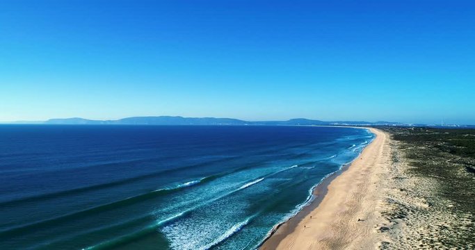 Aerial view of the Comporta Beach and Troia Peninsula in Portugal