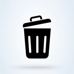 Trash Can, Rubbish Bin. Simple vector modern icon design illustration.